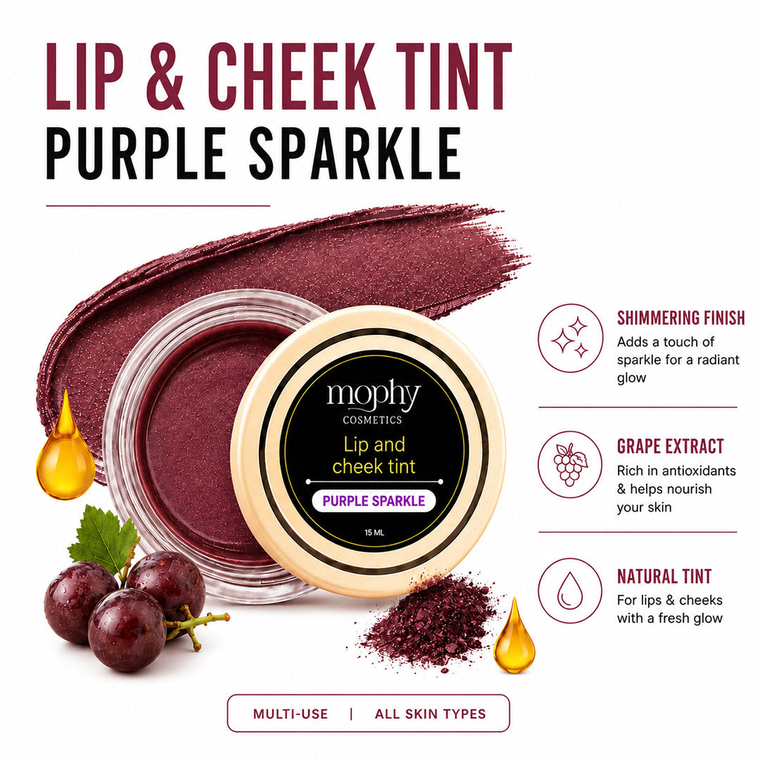 100% Herbal Lip & Cheek Tint (Purple Sparkle)  | Enriched with Vit E | Vega