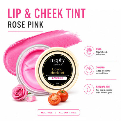 100% Herbal Lip & Cheek Tint (Rose Pink)  | Vegan, Paraben Free, Cruelty Fr