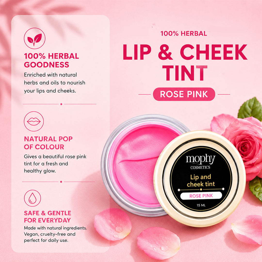 100% Herbal Lip & Cheek Tint (Rose Pink)  | Vegan, Paraben Free, Cruelty Fr