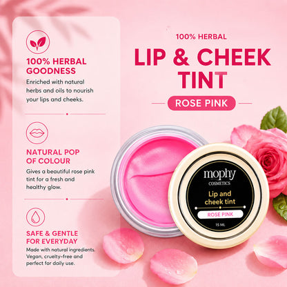 100% Herbal Lip & Cheek Tint (Rose Pink)  | Vegan, Paraben Free, Cruelty Fr