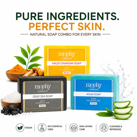 Pack Of 3 Soaps Dead Sea Soap | Aqua Soap | Haldi Chandan Soap | All Skin Skin Types Made With 100% Natural Extracts