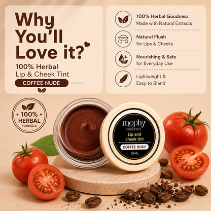 100% Herbal Lip & Cheek Tint (Coffee Nude) | Vegan, Paraben Free, Cruelty F