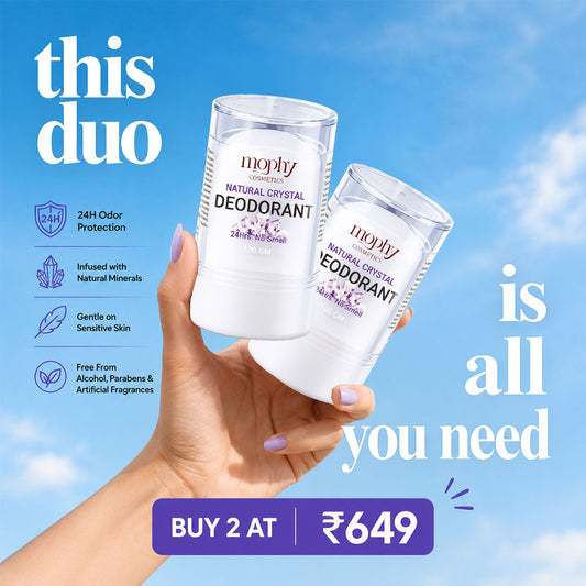 PACK OF 2 @649/- Under Arm Alum Infused Crystal Roll-On Stick | Free from alcohol, parabens, and artificial fragrances