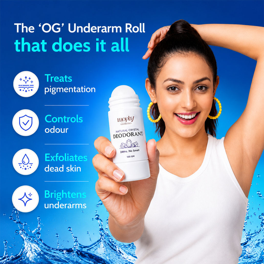 Under Arm Alum Infused Crystal Roll-On Stick | Free from alcohol, parabens, and artificial fragrances