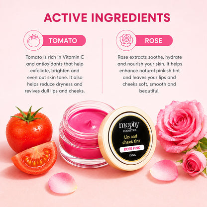 100% Herbal Lip & Cheek Tint (Rose Pink)  | Vegan, Paraben Free, Cruelty Fr