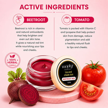 100% Herbal Red Lip & Cheek Tint With Beetroot Extracts | Enriched with Vit