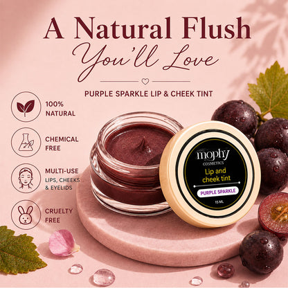 100% Herbal Lip & Cheek Tint (Purple Sparkle)  | Enriched with Vit E | Vega