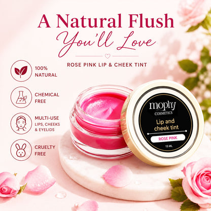 100% Herbal Lip & Cheek Tint (Rose Pink)  | Vegan, Paraben Free, Cruelty Fr